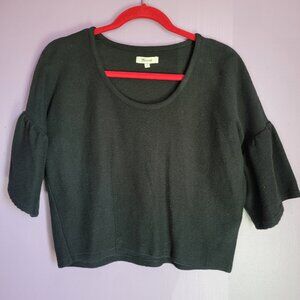 Madewell Cropped Top Womens Size Small Boat Neck Ruffled Boho Sleeve